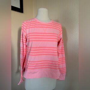 Lululemon striped light pink pink orange crew neck pullover Top Size 8.